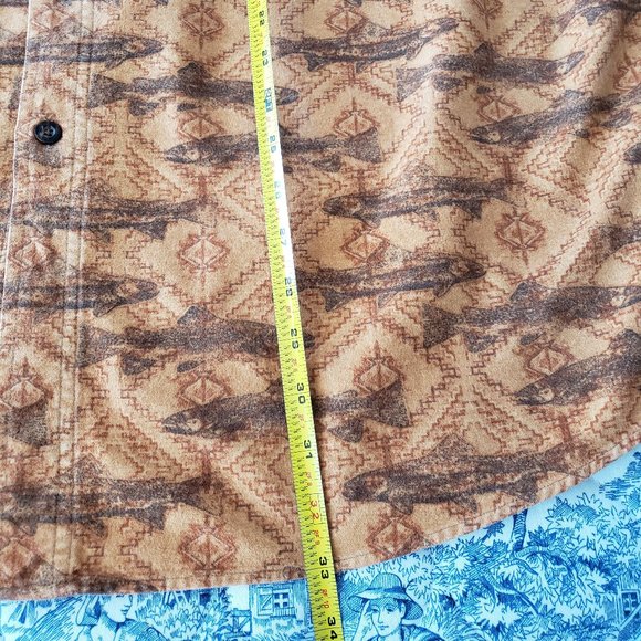 Woolrich Buckskin Southwest Fish Print Flannel Outdoor Shirt - Picture 7 of 9